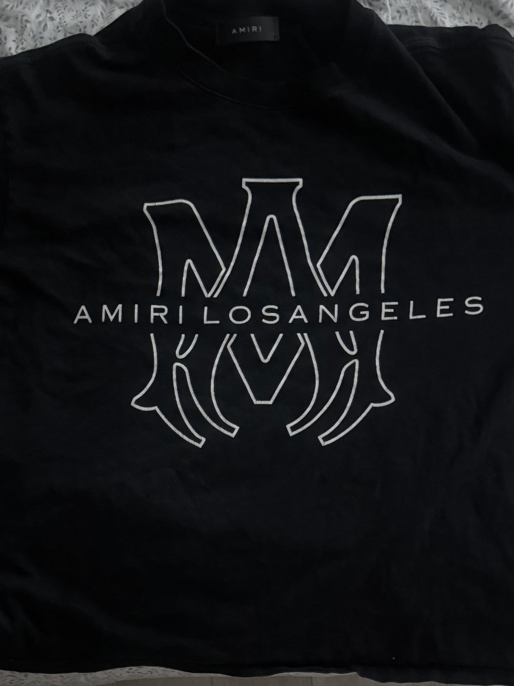 AMIRI Black Tee with White Los Angeles Logo